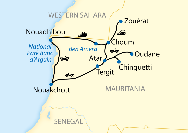 Map Special Train Journey Train du Desert Mauritania